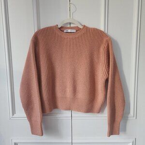 Zara Chunky Ribbed Knit Sweater in Peachy Orange | Size S